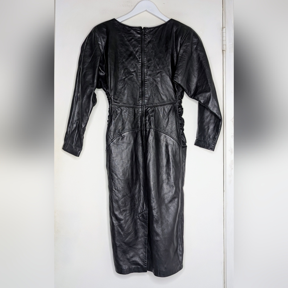 RARE!  Avant Garde Black Leather Dress by Michael Hoban For North Beach